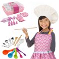 thumbnail image 2 of Complete Kids Cooking Baking Toy Set Role Play Kitchen Utensils Baking Tools Cake Apron, 2 of 9
