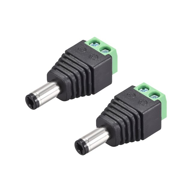 Unique Bargains 2Pcs 5.5x2.5mm,DC Power Jack Plug Adapter Connector for LED Strip CCTV Camera Cable Wire Ends