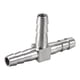 thumbnail image 1 of Conector en T de acero inoxidable de 3 vías para manguera de 3/8 pulgadas (10 mm) para elaboración casera, 1 of 3
