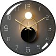 thumbnail image 1 of (Negro) Reloj de pared silencioso moderno, péndulo de pared de 30 cm de diámetro, reloj de pared de cuarzo digital redondo, adecuado para sala de estar, estudio, dormitorio, cocina, 1 of 5