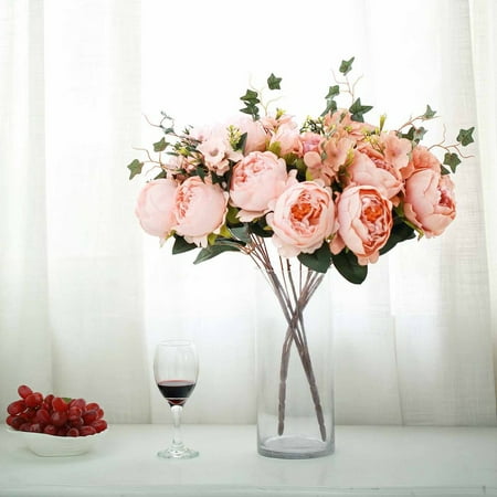 Ann Flower - Efavormart 2 Bushes Peony, Rose Bud And Hydrangea Artificial Silk Flower Wedding Decoration
