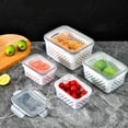 thumbnail image 4 of Home Storage Fresh Fridge Containers 3Pcs Kitchen Mutifuction Stackable Drainage Lunch Box, 4 of 18