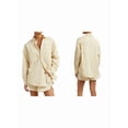 thumbnail image 3 of Women'S 3 Piece Outfits Set Spaghetti Strap Tank Long Sleeve Cover Up Blouse Casual High Waist Shorts M, 3 of 10