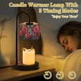 thumbnail image 4 of Candle Warmer Lamp with Timer Dimmer Stained Glass Butterfly Blue Wings Pink Roses Candle Lamp Warmer for Jar Candle with 4 Bulbs Gifts for Women House Warming Gifts, 4 of 8
