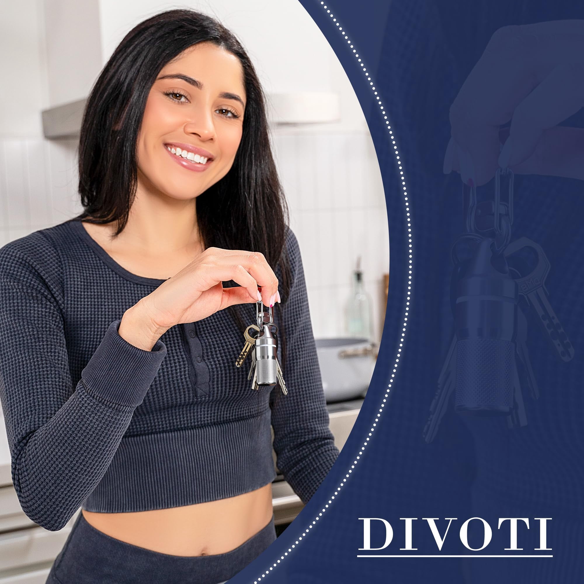 Divoti Stainless Steel Pill Holder Keychain Upgraded- Waterproof, Airtight, Fits Standard Nitroglycerin Pill Case, Emergency Medication Container with Carabiner Clip for Travel, Hiking, and EDC