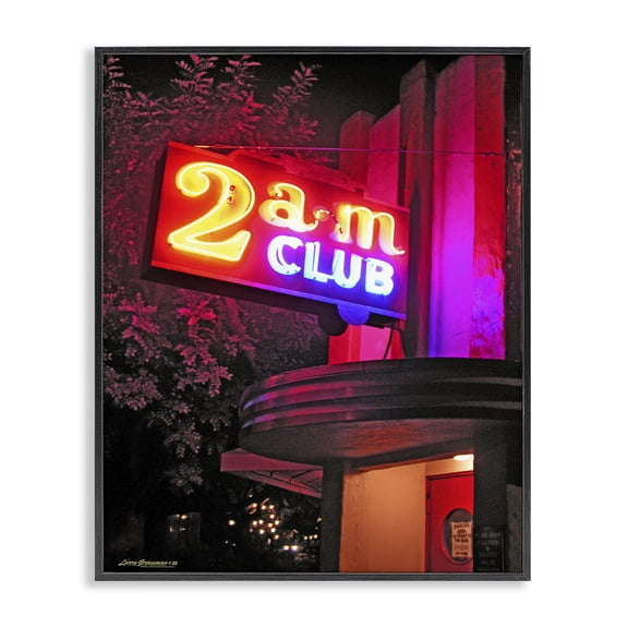 Stupell Industries Traditional Urban 2am Club Sign Black Framed Giclee Art, 11 x 14, by Larry Grossman