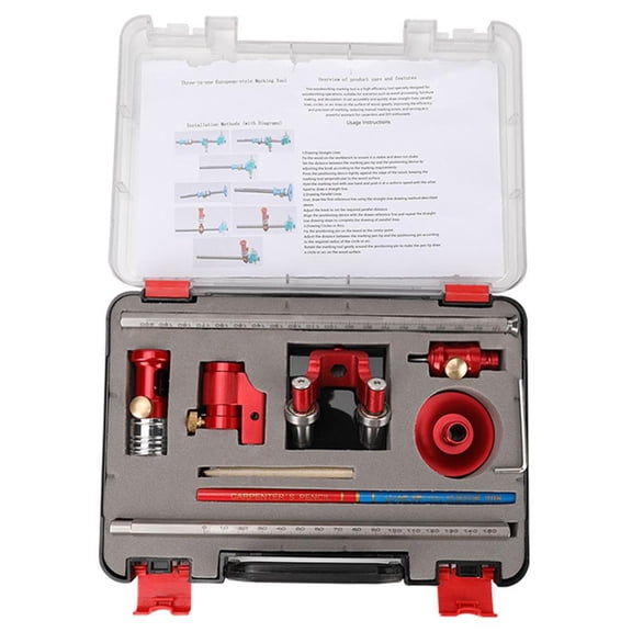 3 in 1 Woodworking Ruler Set Home Marking Engineering Measuring Tool,.