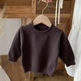 thumbnail image 4 of WhouRiu Toddler Girls' Knit Sweater Soft Long Sleeve Casual Solid Top Child Fall Winter Warm Comfy Sweaters Brown,Sizes 3-4, 4 of 6