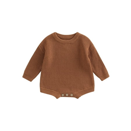 

Wassery Baby Sweater Knit Oversize Romper Warm Long Sleeve Top Onesie Overalls