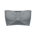 thumbnail image 2 of Women's Strapless Bandeau Tube Top Seamless Stretchy Soft Crop Bra for Going Out Summer Layering Grey,S, 2 of 5