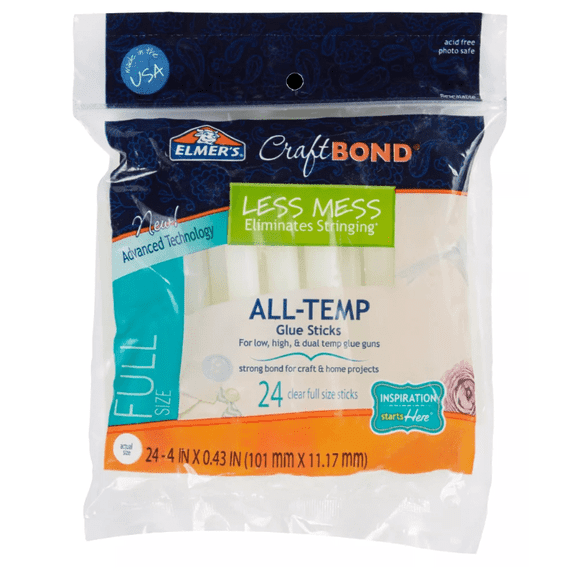 Elmer's Craft Bond Full Size 24pk Glue Gun Sticks All-Temp: Non-Toxic, Clear, Hot Glue Sticks for Glue Gun