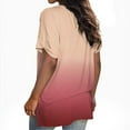 thumbnail image 3 of Womens Summer Tops Fashion Loose Gradient V Neck Short Sleeve Womens Dressy Casual,Pink,S, 3 of 5