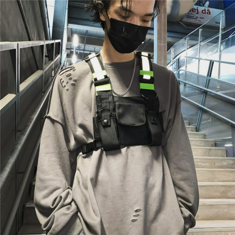 Forzero Men Women Fashion Chest Rig Bag Reflective Vest Hip Hop Streetwear Functional Harness Chest Bag Pack Front Waist Pouch Backpack, Adult Unisex