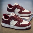 thumbnail image 2 of Men Women Burgundy White Leather Skate Shoes Non Slip Thick Platform Lace Up Fashion Casual Walking Sneakers, 2 of 5