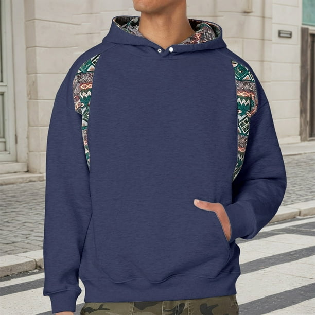 MHFRRA Sudadera con Capucha de Estilo Étnico con Bordado Intenso para Una Declaración de Moda Única y Comodidad Marina de guerra