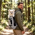 thumbnail image 6 of Dog Backpack Carrier, Breathable Ergonomic Dog Backpack Carrier for Small Dogs Cats, Reinforced Bottom Dog Backpack Carrier with Built in Leash Adjustable Buckle for Hiking Cycling Travel, 6 of 8