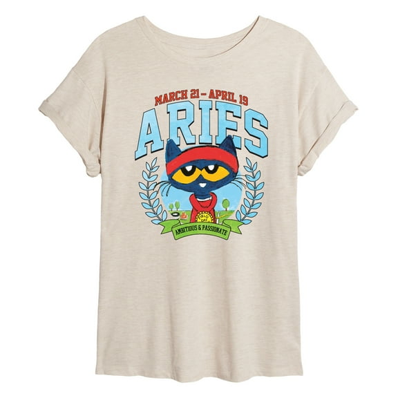 Pete The Cat - Aries - Women's Oversized Graphic T-Shirt