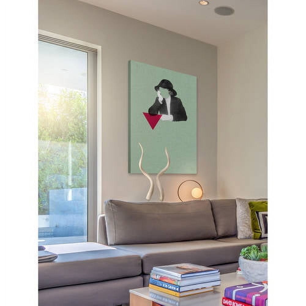 Marmont Hill "No Face Verde Triangulos" by Bengoa Vazquez Painting Print on Wrapped Canvas