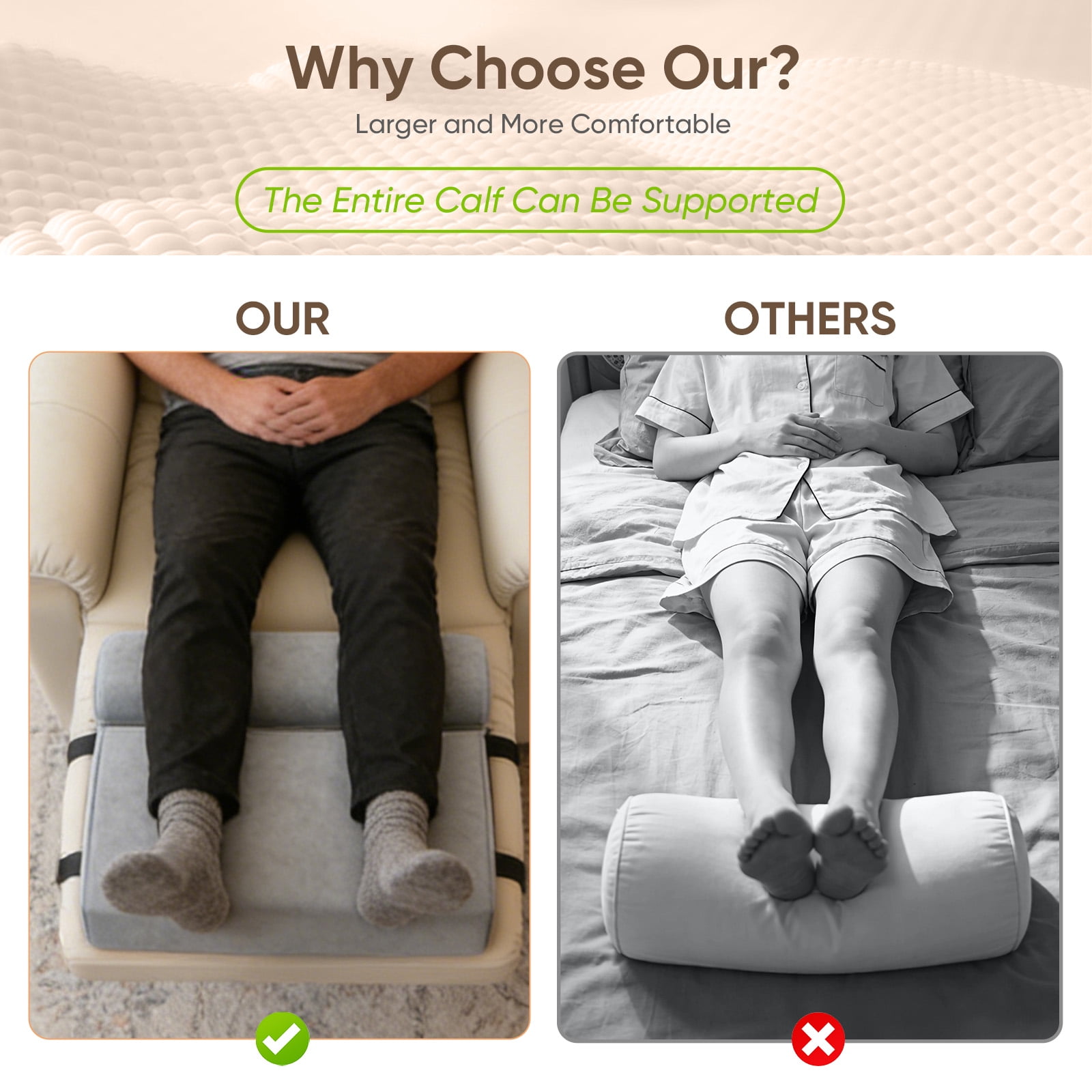 AMTPM Extra Large Recliner Leg Pillow, Adjustable Leg Rest Pillow with Detachable Support Pillow, Non-Slip Design for Recliners & Sofas