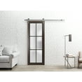 thumbnail image 2 of Sturdy Barn Door 32 x 84 inches | Planum 2122 Chocolate Ash Frosted Glass | Stainless Steel 6.6FT Rail Hangers Heavy Set | Solid Panel Interior Doors, 2 of 5
