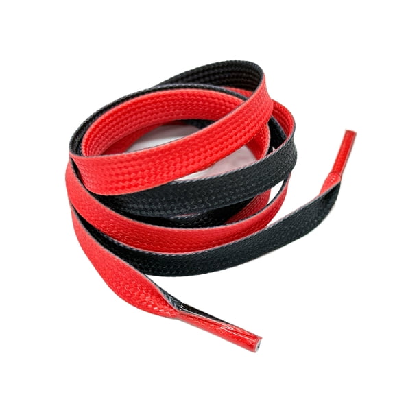 INSPIRE CHIC Two-tone Flat Shoelaces Casual Stylish Shoestrings for Sneakers Black Red 100cm/39.4"