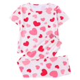 thumbnail image 4 of JIAYUE Girls 2‑Piece Pajamas Set Crew Neck Heart Pattern Short Sleeve Top & Shorts Outfit Soft Sleepwear for Night Wear, 4 of 4