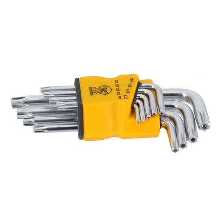 

KUNyu 9Pcs/Set Torx Key Set Heavy Duty Steel Security Bit Star Keys Wrenches Short Arm for Vehicles