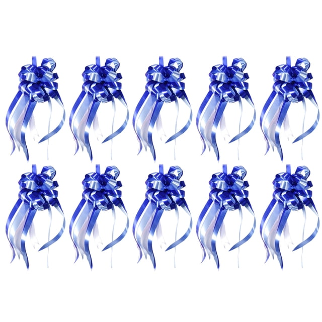 Miangastore 10Pcs Wrap Ribbon Pull Bows Bunting Ribbon Pull Strings Pull Bows Gift Bride Wrist Flowers Blue