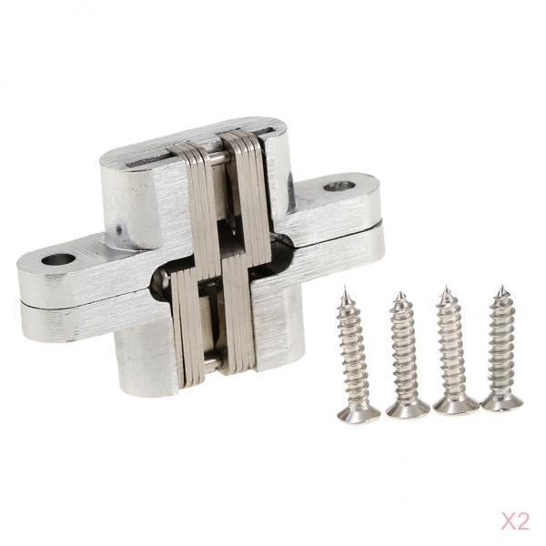 2x bisagras ocultas de acero inoxidable de alta resistencia, bisagras invisibles para puerta y encimera, bricolaje