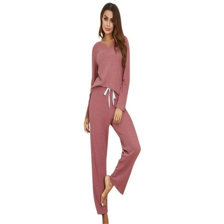 

Women s Plus Size Pajamas Set Soft Solid Long Sleeve Sleepwear Lounge Nightgowns