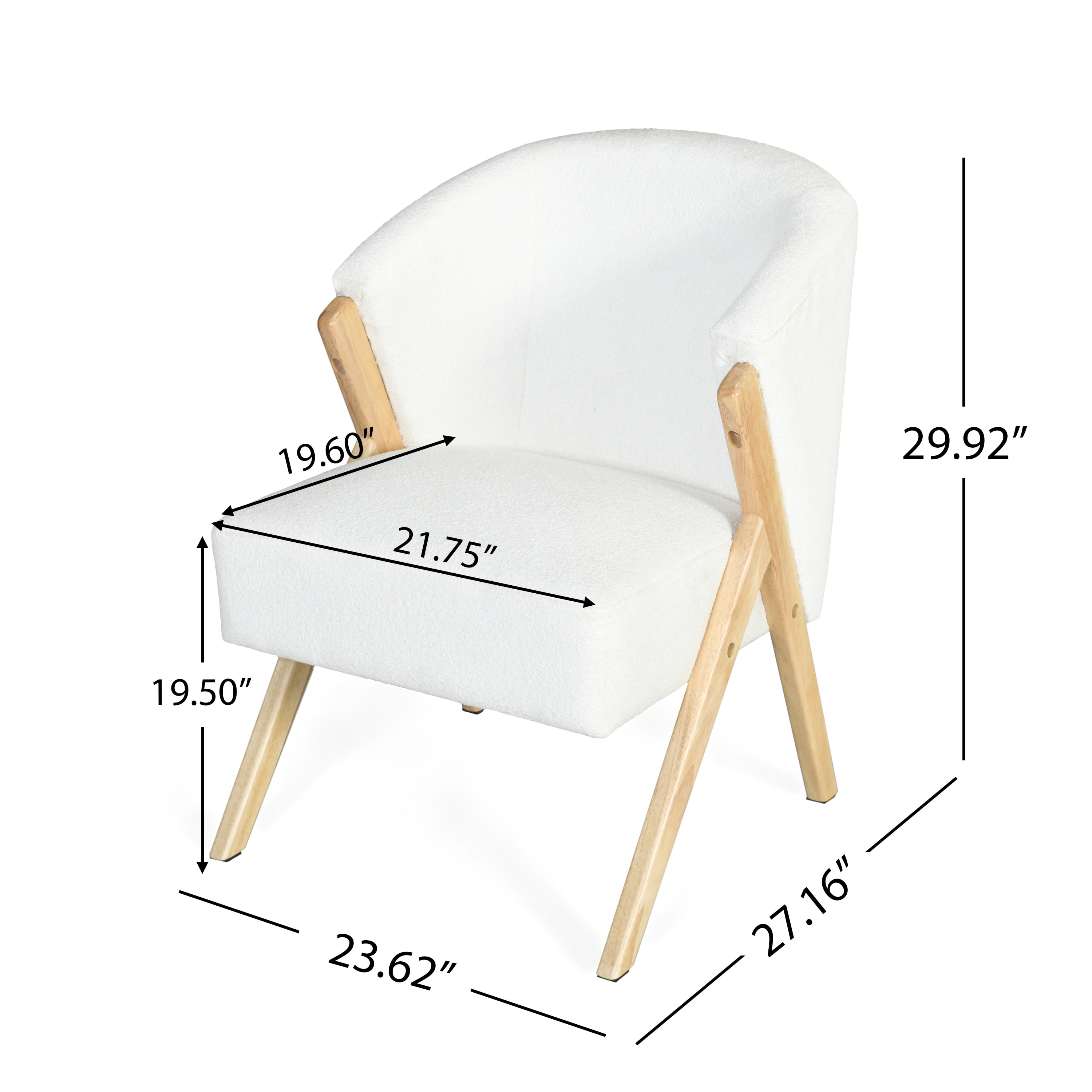 MAYEERTY Modern Accent Chair with White Upholstery and Solid Wood Frame – Minimalist Lounge Chair for Living Room, Bedroom & Office