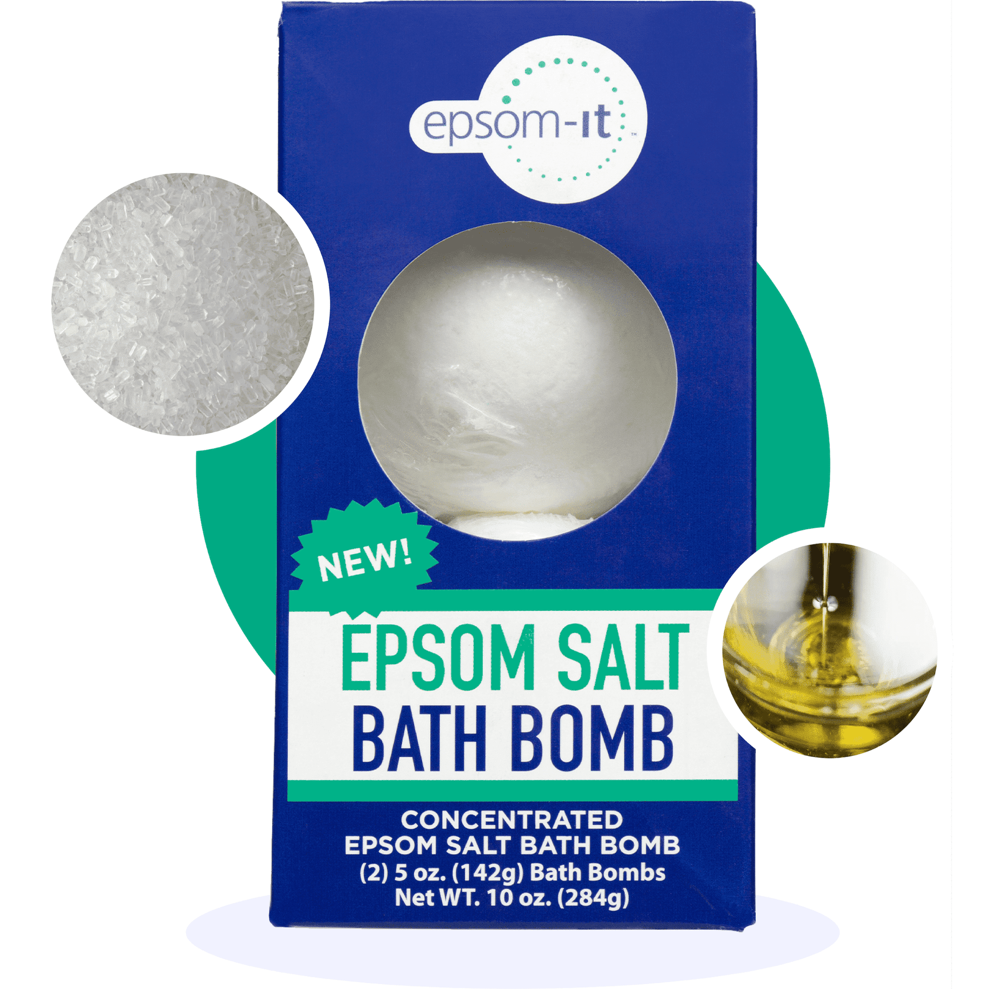 Epsom-It Epsom Salt Bath Bomb with Magnesium Sulfate, Unscented, 2-Pack