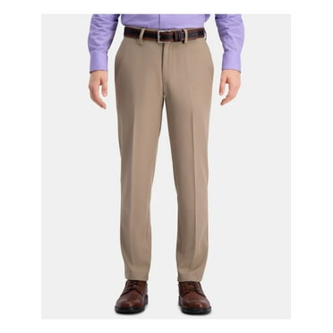 HAGGAR Mens Cool 18 Pro Beige Slim Fit Non Iron Pants 34W/ 30L