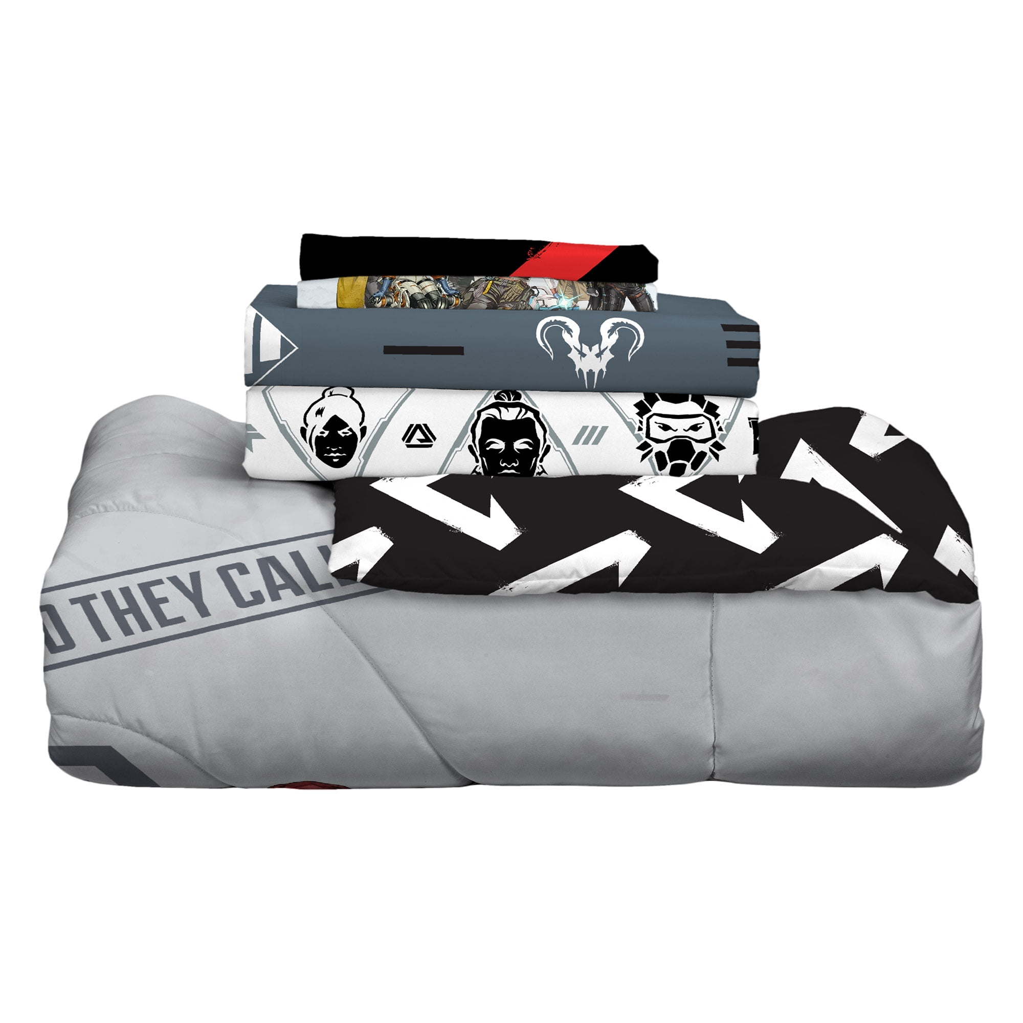 Apex Legends Full Bed in a Bag, Gaming Bedding, Comforter and Sheets, Grey
