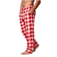 thumbnail image 4 of Mifsaly Men's Pajama Pants Plaid Lounge Sleep Pants with Pockets Drawstring Elastic Waist Relaxed Fit Sleepwear Bottoms Watermelon Red,XL, 4 of 9