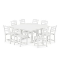 POLYWOOD La Casa Café 9-Piece Farmhouse Trestle Dining Set in White