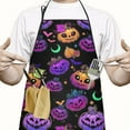 thumbnail image 2 of Neon Halloween Pumpkin Pattern Apron-Garden Aprons for Women with Pockets-Cotton Linen Waterproof Kitchen Cooking Gardening Aprons Adjustable for Kitchen,Cooking,BBQ and Salon 33"x27", 2 of 7