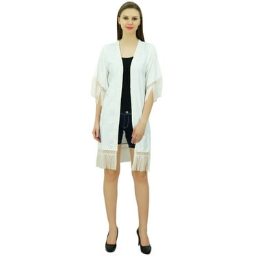 Bimba Women Beach Rayon Cover-up Kimono Sleeve Tassel Shrug