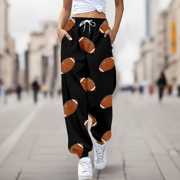 WILLBEST Pantalones Casuales para Mujer con Estampado de Rugby, Bolsillos Sueltos, Cintura Alta, Tiras En el Tobillo, para Un Estilo y Comodidad Diarios. Extra Grande