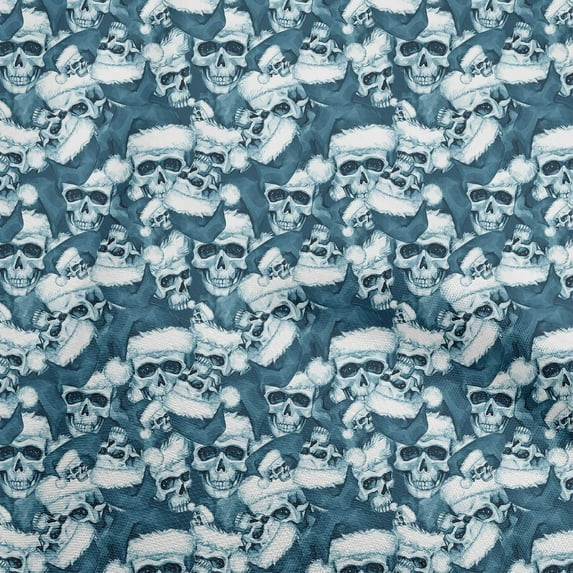 oneOone Cotton Cambric Teal Blue Fabric Skull Dress Material Fabric Print Fabric By The Yard 42 Inch Wide