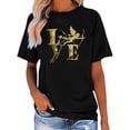 thumbnail image 2 of Cupid Arrow Print Crew Neck T-shirt, Casual Short Sleeve Top For Spring & Summer, Women's Clothing Tee Tee For Adult, Men, Women, Teen, Teenager, Adolescent, Youth, 2 of 8