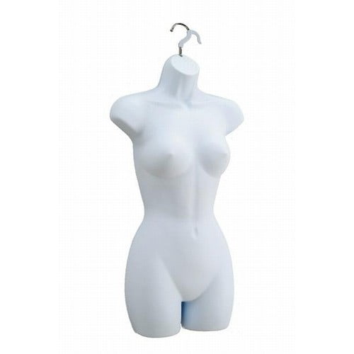 2 PC White Plastic Mannequin Female Woman Hanging Torso Body Shape Form 