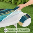 thumbnail image 5 of Blue Gold Wave Marble Pattern Round Fitted Tablecloth with Elastic Edge,Dining Table Cover Waterproof,Outdoor Round Tablecloth for Camping,Dining,Indoor and Outdoor, 5 of 7