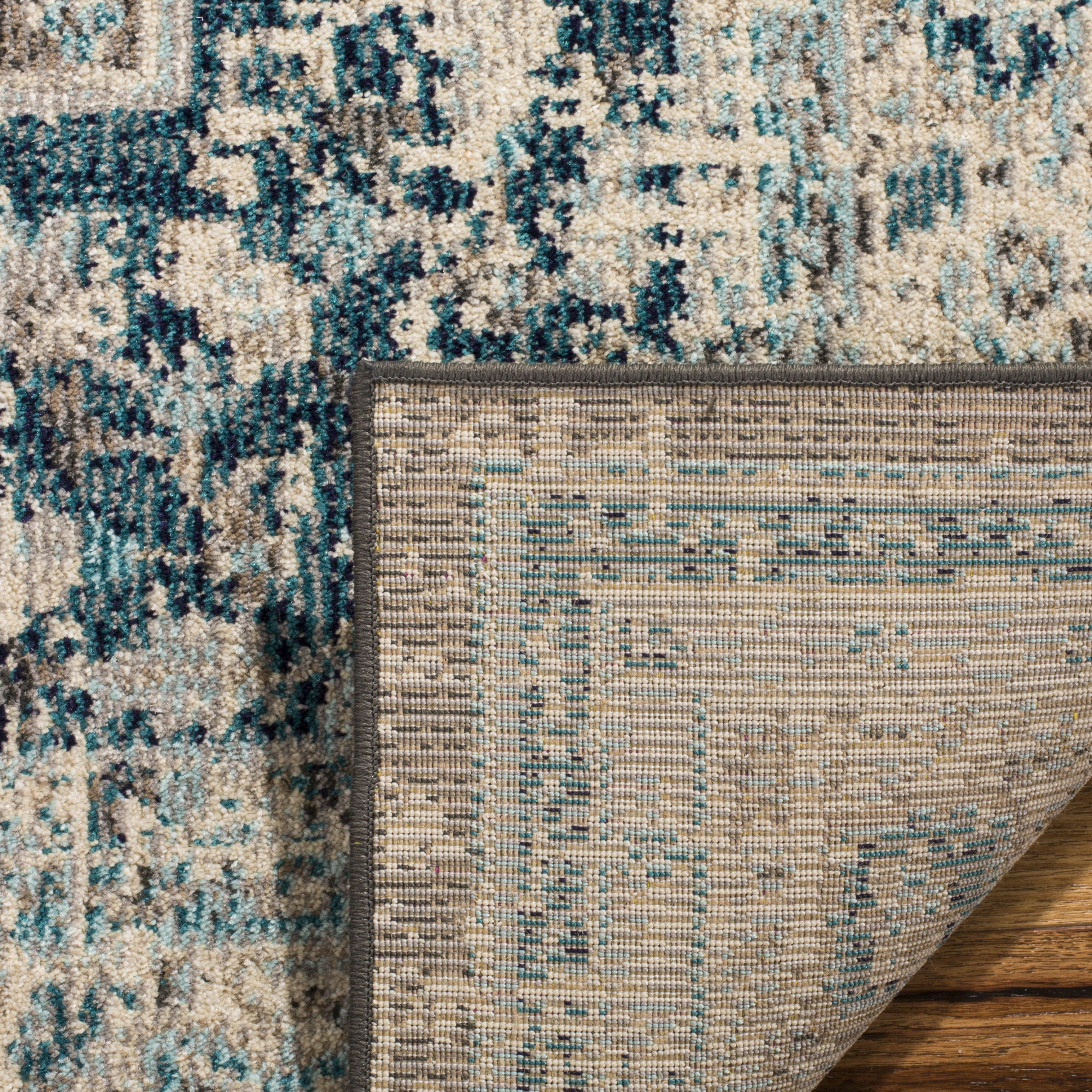 SAFAVIEH Phoenix Phylliss Border Area Rug, Grey/Blue, 4' x 6'