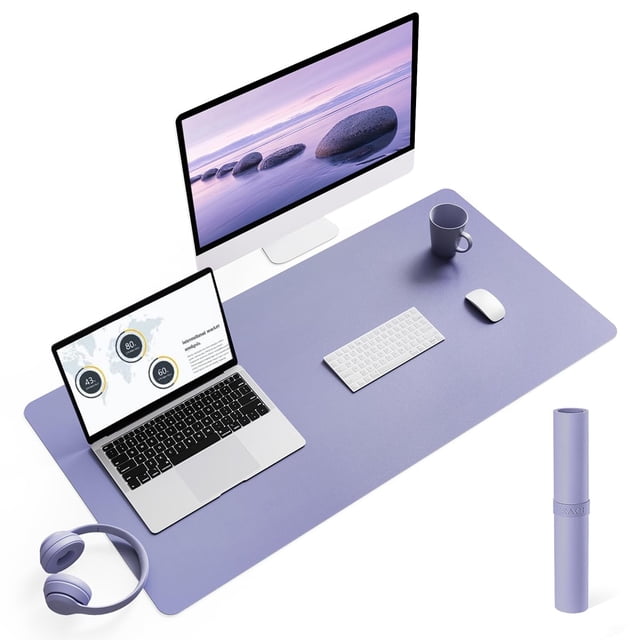 Almohadilla de escritorio YSagi, antideslizante, impermeable, piel de PVC, 90 x 45 cm, color lavanda