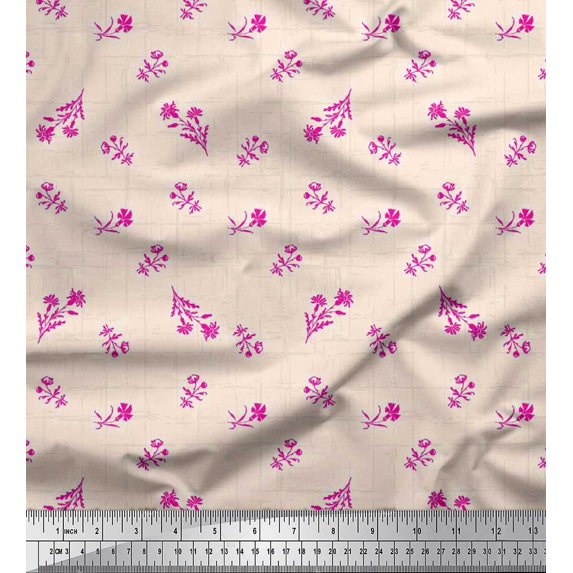 Soimoi Cotton Poplin Fabric Leaves & Floral Artistic Fabric Prints By Yard 56 Inch Wide