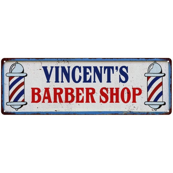 VINCENT'S Barber Shop Hair Salon Gift Metal Sign Retro 6x18 206180031481
