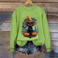 thumbnail image 7 of LangJing Halloween Spooky Season Sweatshirts Women Black Cat Pumpkin Graphic Long Sleeve Shirt Oversized Pullover Fall Tops Green,M, 7 of 7