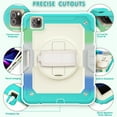 thumbnail image 3 of Dteck Built-in Screen Protector Case for iPad Pro 11 3rd Generation 2021,iPad Pro 11 2nd Gen 2020/2018 Shockproof Rugged Rubber 3-Layers Protection Cover Stand Hand/Shoulder Strap Cover,Mint+Blue, 3 of 7