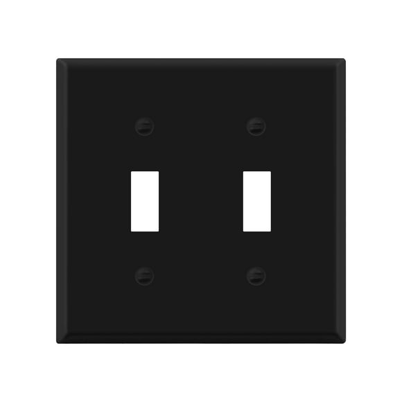 ENERLITES Double Toggle Light Switch Metal Cover Plate, Wall Plate, Corrosion Resistant, Standard Size 2-Gang 4.50" x 4.57", Powder Coated Stamped Steel, 7712-BM, Black Matte (Pack of 1)